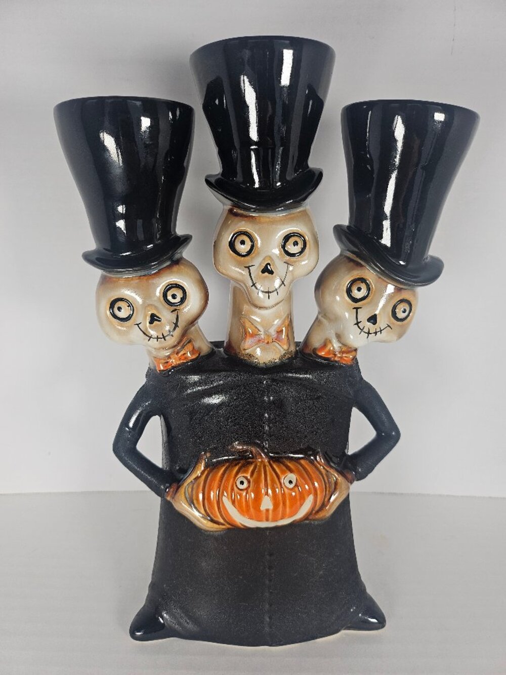 Hard To Find Vintage 2008 Yankee Candle Bony Bunch Triple Skeleton Candle Holder